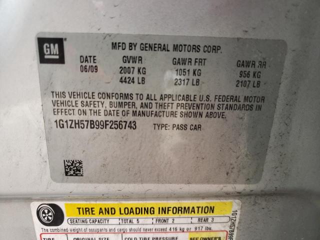 1G1ZH57B99F256743 - 2009 CHEVROLET MALIBU 1LT 银色 照片 10