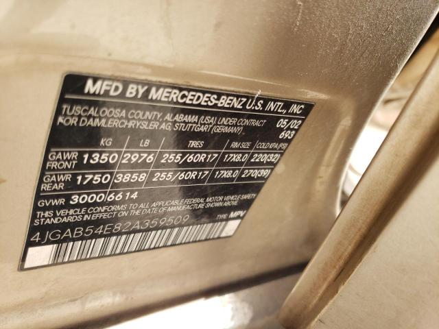 4JGAB54E82A359509 - 2002 MERCEDES-BENZ ML 320 GOLD photo 10