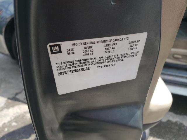 2G2WP522851283247 - 2005 PONTIAC GRAND PRIX ვერცხლისფერი ფოტო 10