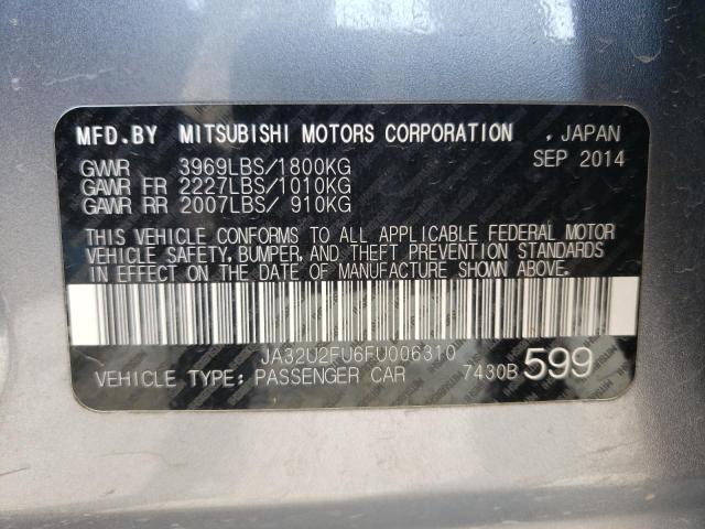 JA32U2FU6FU006310 - 2015 MITSUBISHI LANCER ES GRAY photo 10