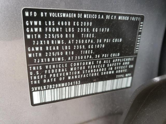 3VVLX7B29NM034153 - 2022 VOLKSWAGEN TAOS SE IQ DRIVE  photo 10