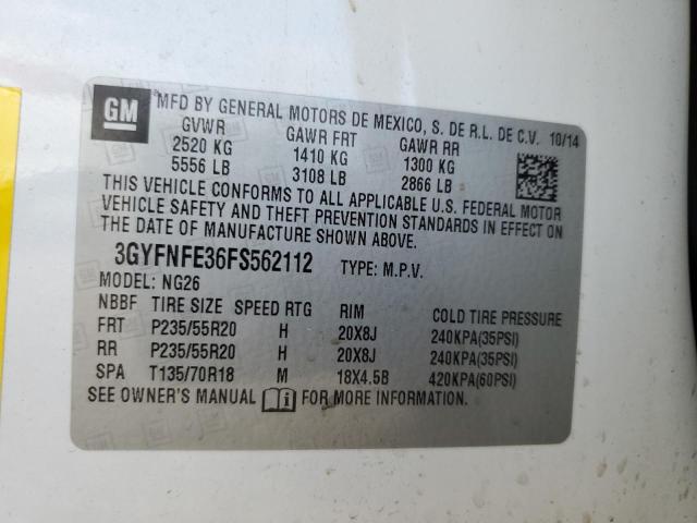 3GYFNFE36FS562112 - 2015 CADILLAC SRX PERFORMANCE COLLECTION  фото 10