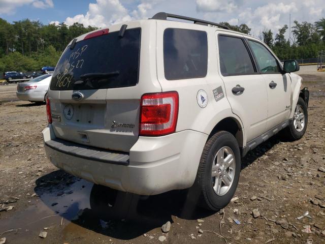 1FMCU5K36BKC19604 - 2011 FORD ESCAPE HYB WHITE photo 4