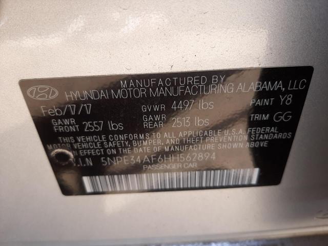 5NPE34AF6HH562894 - 2017 HYUNDAI SONATA SPO SILVER photo 10