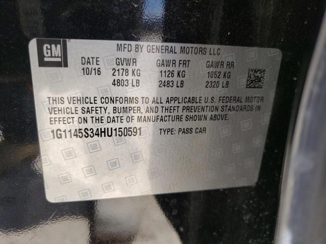 1G1145S34HU150591 - 2017 CHEVROLET IMPALA PRE შავი ფოტო 10