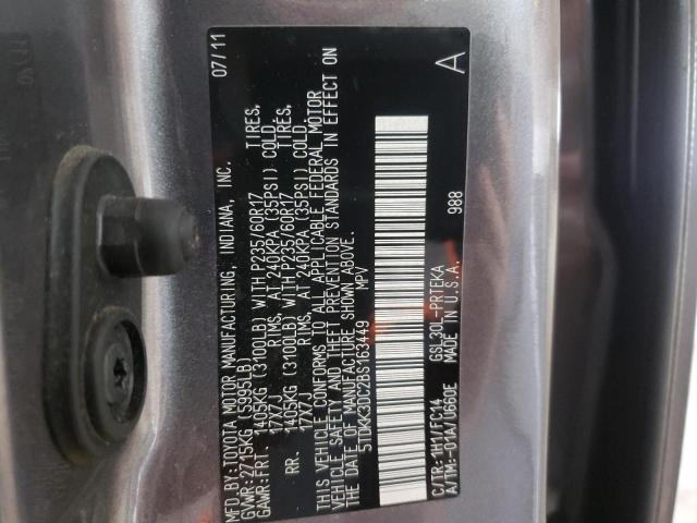 5TDKK3DC2BS163449 - 2011 TOYOTA SIENNA LE GRAY photo 10