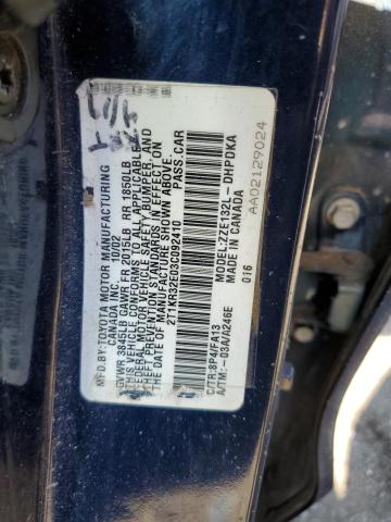 2T1KR32E03C092410 - 2003 TOYOTA MATRIX 蓝色 照片 10