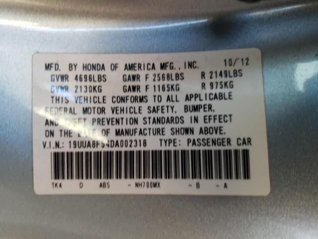 19UUA8F54DA002318 - 2013 ACURA TL TECH SILVER photo 10