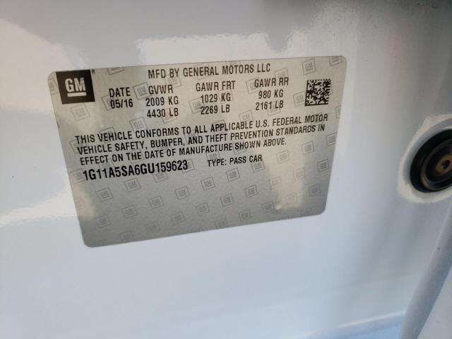 1G11A5SA6GU159623 - 2016 CHEVROLET MALIBU LIM 白色 照片 10