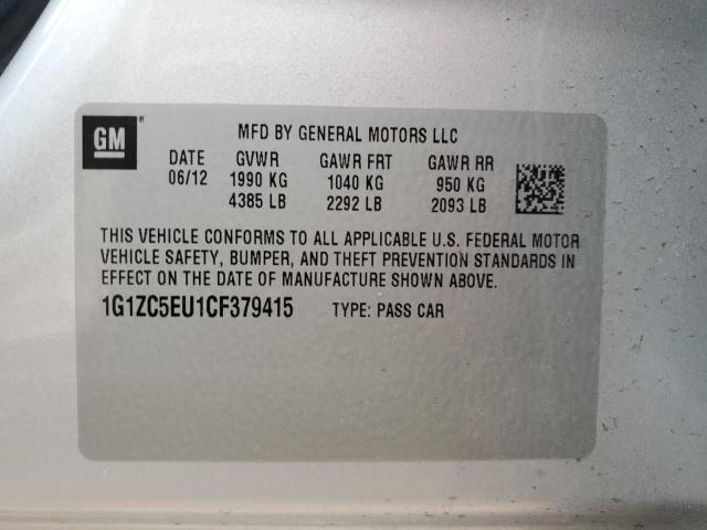 1G1ZC5EU1CF379415 - 2012 CHEVROLET MALIBU 1LT Күміс фото 10