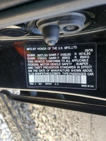 SHHFK7H45JU238979 - 2018 HONDA CIVIC SPOR BLACK photo 10