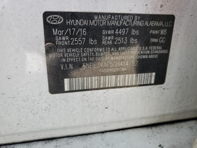 5NPE34AF5GH414752 - 2016 HYUNDAI SONATA SPORT  photo 10