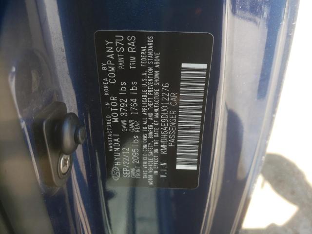 KMHDH6AE9DU012276 - 2013 HYUNDAI ELANTRA CO BLUE photo 10