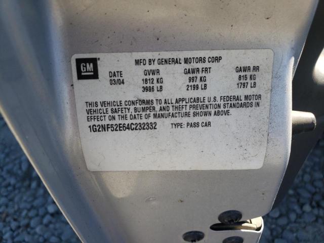 1G2NF52E64C232332 - 2004 PONTIAC GRAND AM S SILVER photo 10