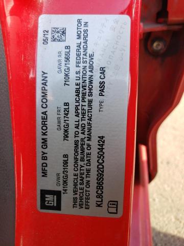 KL8CB6S92DC504424 - 2013 CHEVROLET SPARK RED photo 10