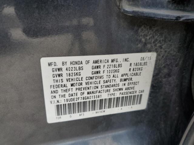 19UDE2F78GA015581 - 2016 ACURA ILX PREMIU GRAY photo 10