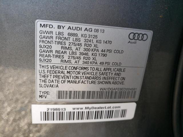 WA1DGAFE9ED004581 - 2014 AUDI Q7 PRESTIG GRAY photo 10