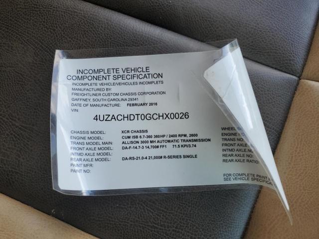 4UZACHDT0GCHX0026 - 2016 FREIGHTLINER CHASSIS XC ოქროსფერი ფოტო 10
