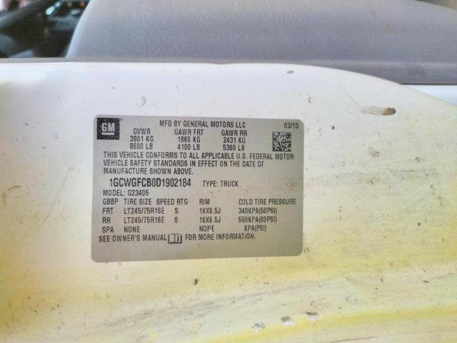 1GCWGFCB0D1902184 - 2013 CHEVROLET EXPRESS G2 黄色 照片 10