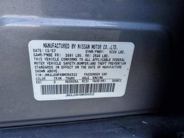 JNKAJ09F68M354522 - 2008 INFINITI EX35 BASE Սպիտակ լուսանկար 10