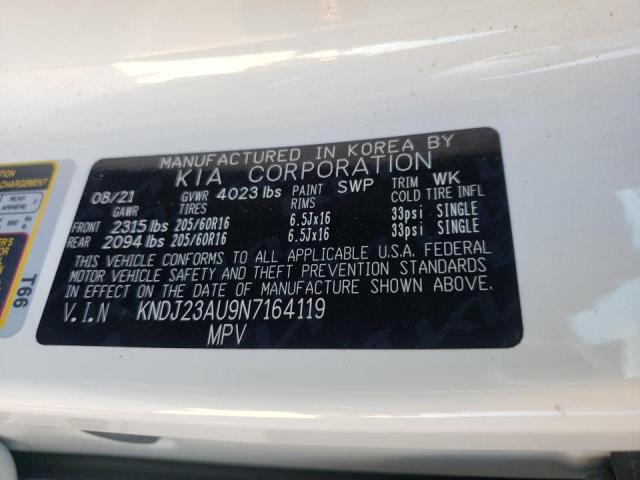 KNDJ23AU9N7164119 - 2022 KIA SOUL LX WHITE photo 10