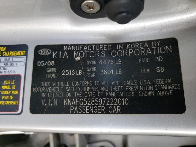 KNAFG528597222010 - 2009 KIA RONDO LX SILVER photo 10