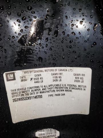 2G2WS522X51146700 - 2005 PONTIAC GRAND PRIX BLACK photo 10