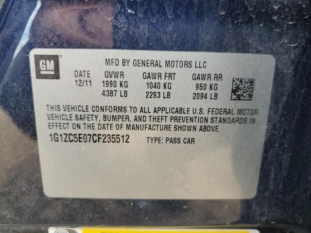 1G1ZC5E07CF235512 - 2012 CHEVROLET MALIBU 1LT BLUE photo 10