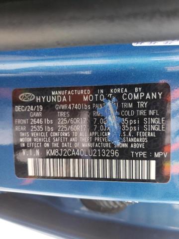 KM8J2CA40LU213296 - 2020 HYUNDAI TUCSON SE BLUE photo 10