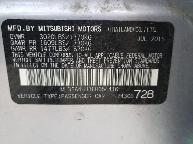 ML32A4HJ3FH054416 - 2015 MITSUBISHI MIRAGE ES Gümüş foto 10
