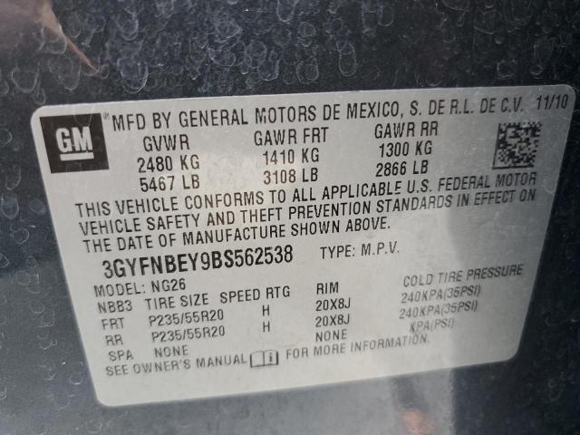 3GYFNBEY9BS562538 - 2011 CADILLAC SRX PERFOR 灰色 照片 10