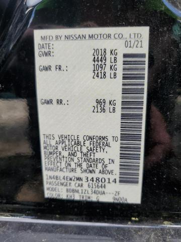 1N4BL4EW2MN348014 - 2021 NISSAN ALTIMA SL  photo 10