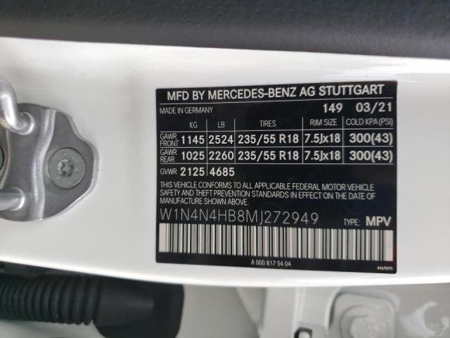 W1N4N4HB8MJ272949 - 2021 MERCEDES-BENZ GLA 250 4M WHITE photo 10