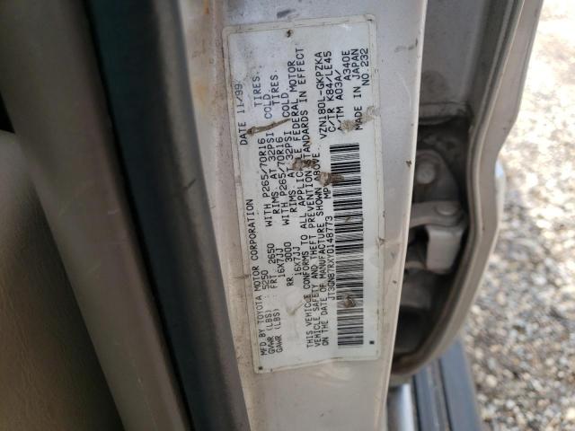 JT3GN87RXY0148773 - 2000 TOYOTA 4RUNNER LI TAN photo 10