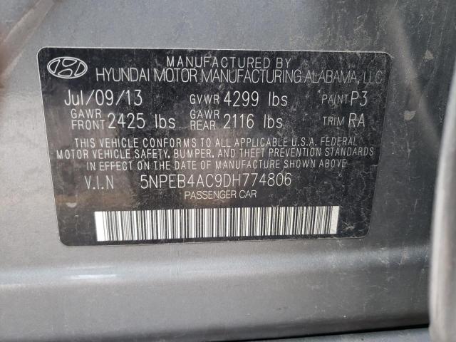 5NPEB4AC9DH774806 - 2013 HYUNDAI SONATA GLS GRAY photo 10