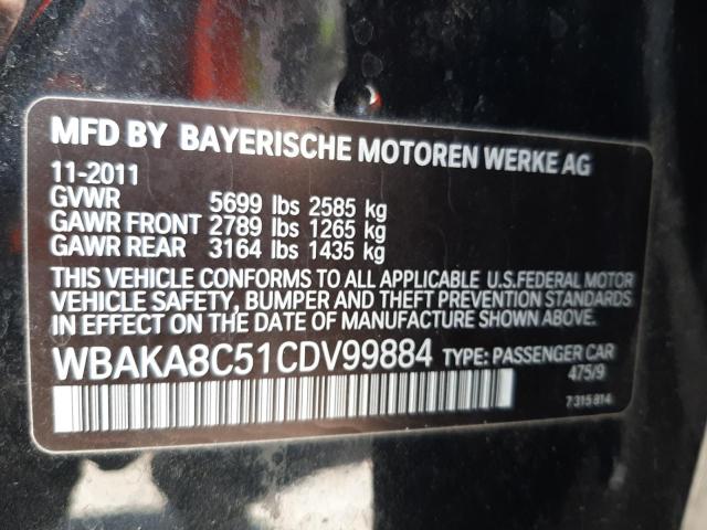 WBAKA8C51CDV99884 - 2012 BMW 750 I BLACK photo 10