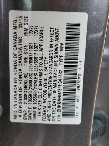 2HKRM4H73FH641482 - 2015 HONDA CR-V EXL GRAY photo 10