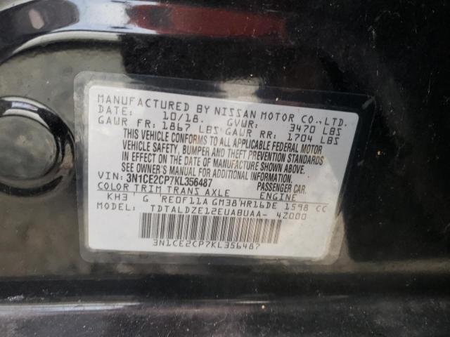 3N1CE2CP7KL356487 - 2019 NISSAN VERSA NOTE BLACK photo 10