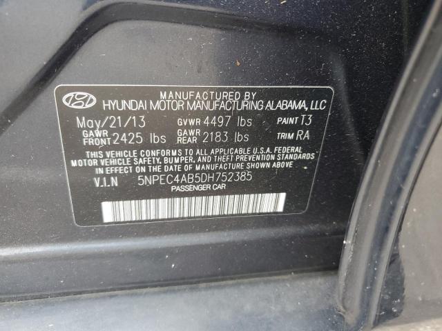 5NPEC4AB5DH752385 - 2013 HYUNDAI SONATA SE BLUE photo 10