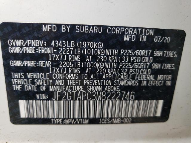 JF2GTAPC3M8222746 - 2021 SUBARU CROSSTREK PREMIUM  foto 10