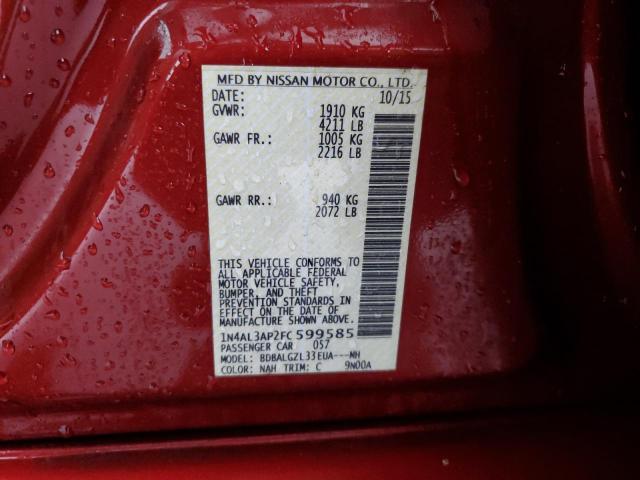 1N4AL3AP2FC599585 - 2015 NISSAN ALTIMA RED photo 10