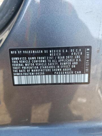 3VWE57BU7KM100299 - 2019 VOLKSWAGEN JETTA SEL CHARCOAL photo 10