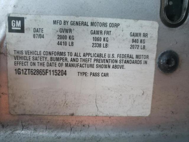 1G1ZT62865F115204 - 2005 CHEVROLET MALIBU MAX 银色 照片 10