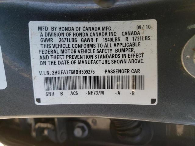 2HGFA1F68BH509276 - 2011 HONDA CIVIC LX-S Boz foto 10