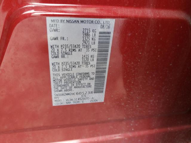 5N1DR2MM2HC605238 - 2017 NISSAN PATHFINDER S  photo 10