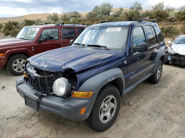 1J4GL48K36W250450 - 2006 JEEP LIBERTY SP BLUE photo 2