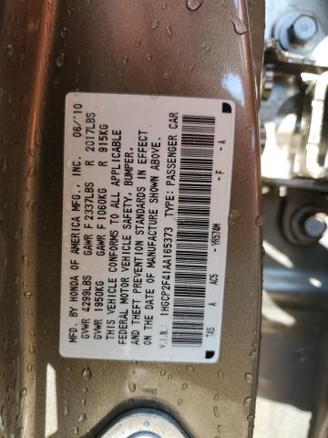 1HGCP2F41AA165373 - 2010 HONDA ACCORD LXP GOLD photo 10