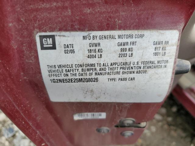 1G2NE52E25M208026 - 2005 PONTIAC GRAND AM S MAROON photo 10