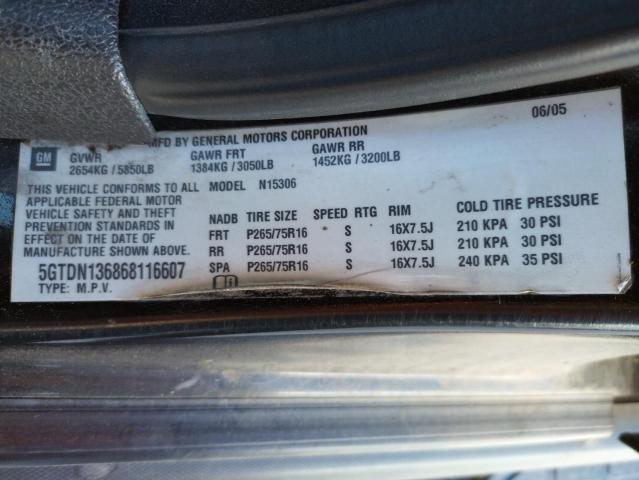 5GTDN136868116607 - 2006 HUMMER H3 BLACK photo 10
