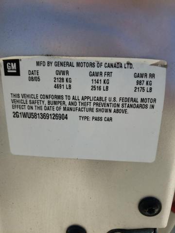 2G1WU581369126904 - 2006 CHEVROLET IMPALA LTZ SILVER photo 10